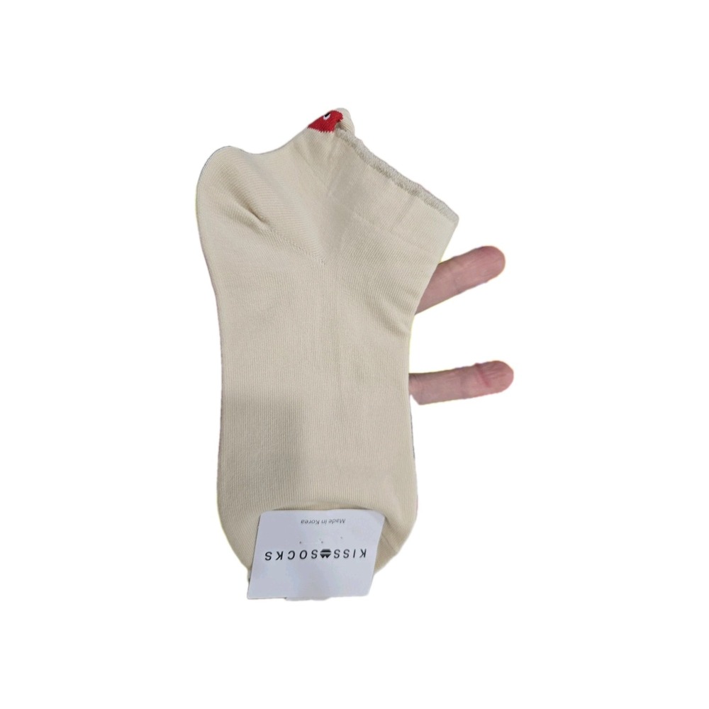 KISS SOCKS Korean Ankle‎ Socks Heart Logo Beige | BUY 2 3+ SAVE! Low Cut